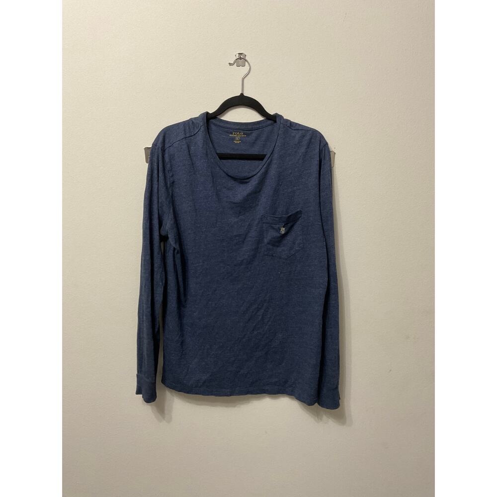 Preloved Men's Polo Ralph Lauren Blue Long Sleeve Pocket T'shirt Sz L